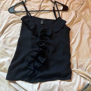 Forever 21 Black Ruffle Front Spaghetti Strap Camisole